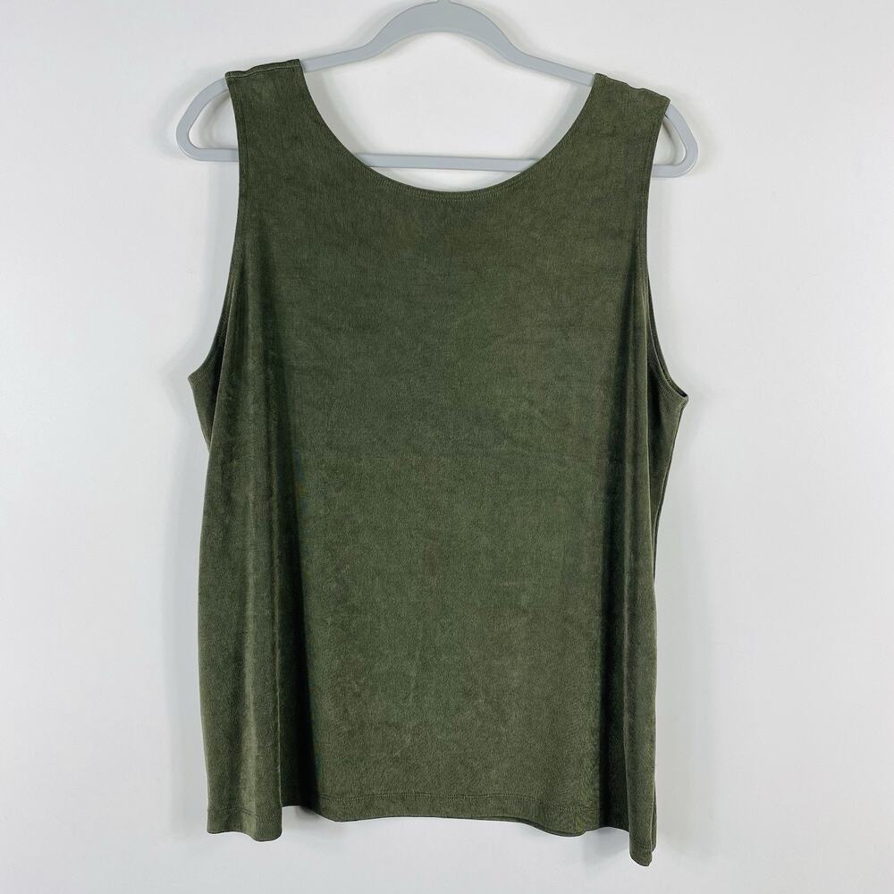 Chico's Travelers Tank Top XL 3 16 Green Acetate Sleeveless Blouse
